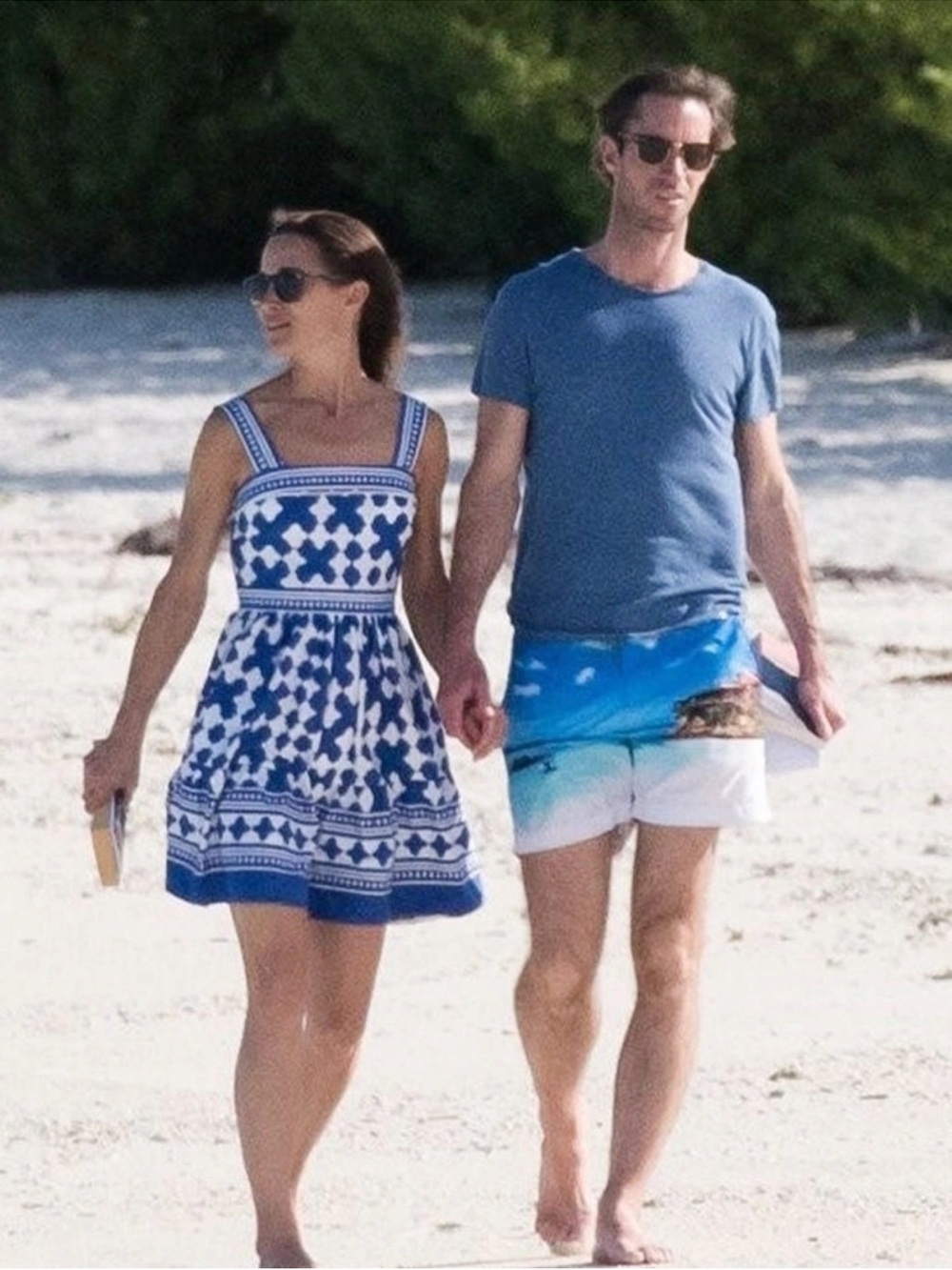 kate spade Blue and White Geometric Lantern Poplin Strap Sundress - Picture 4 of 8